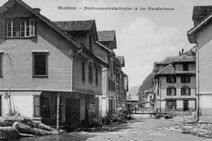 Bild mit Hochwasser im Dorf